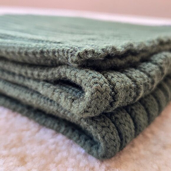 The Arrivals Wool Cashmere Rib Knit Scarf Green - Picture 9 of 13